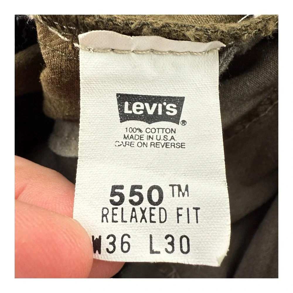 Levi's Moss Brown Cotton 550 Made in USA Jeans‎ Relaxed Fit Tapered Men's 34x29